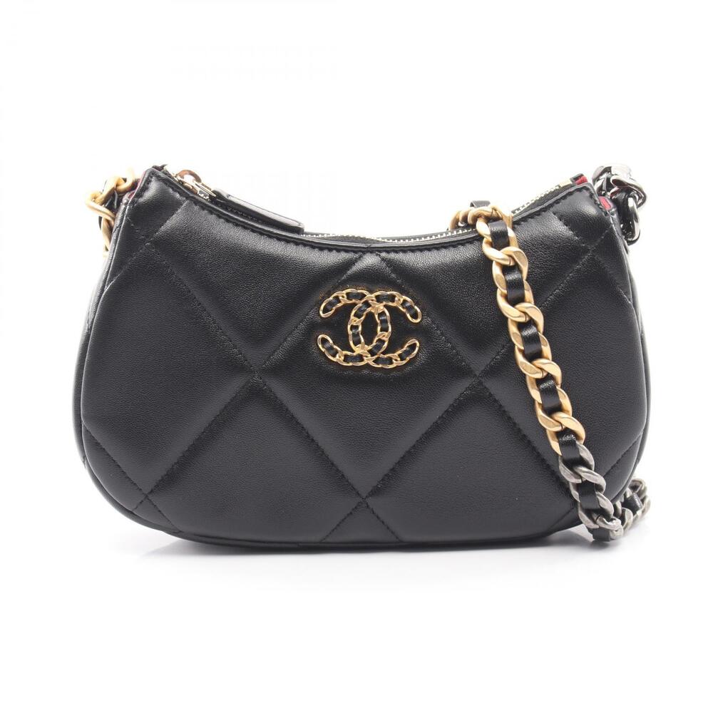 Chanel Matelasse Hobo Shoulder Bag Combination Lambskin Leather Black